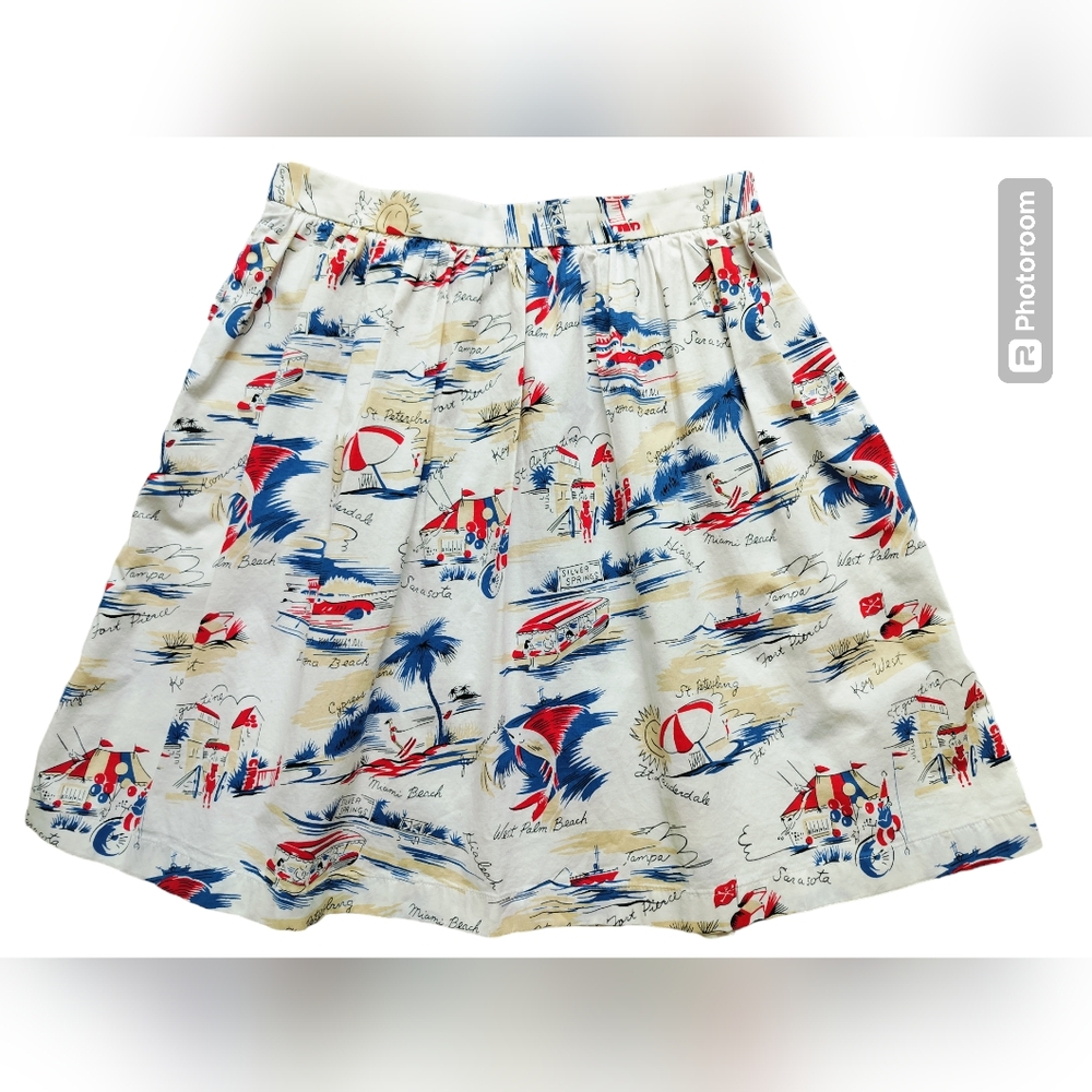 Brooks Brothers Classic Nautical Midi-Skirt - Red, Blue, Cream with Pockets